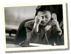 Stressed professional on phone